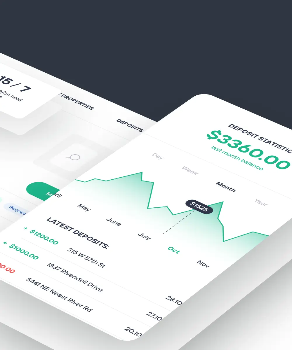 Different interface screens of the Proptech application