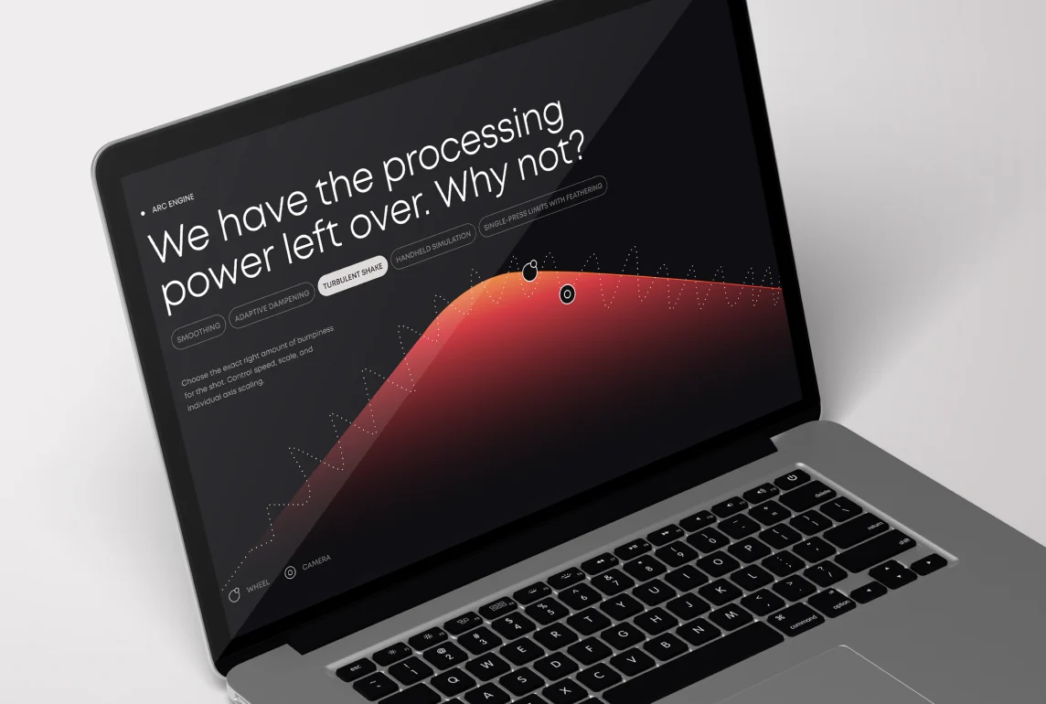 A laptop showcasing the screen of a website for some film equipment. 