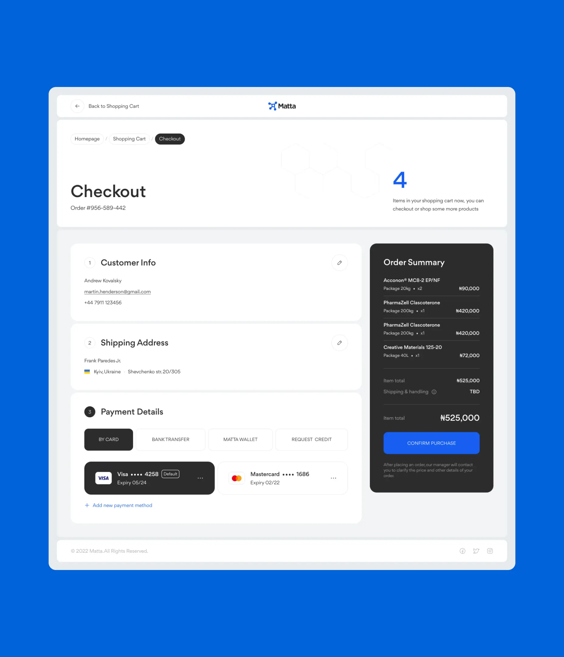 Checkout design for an online marketplace
