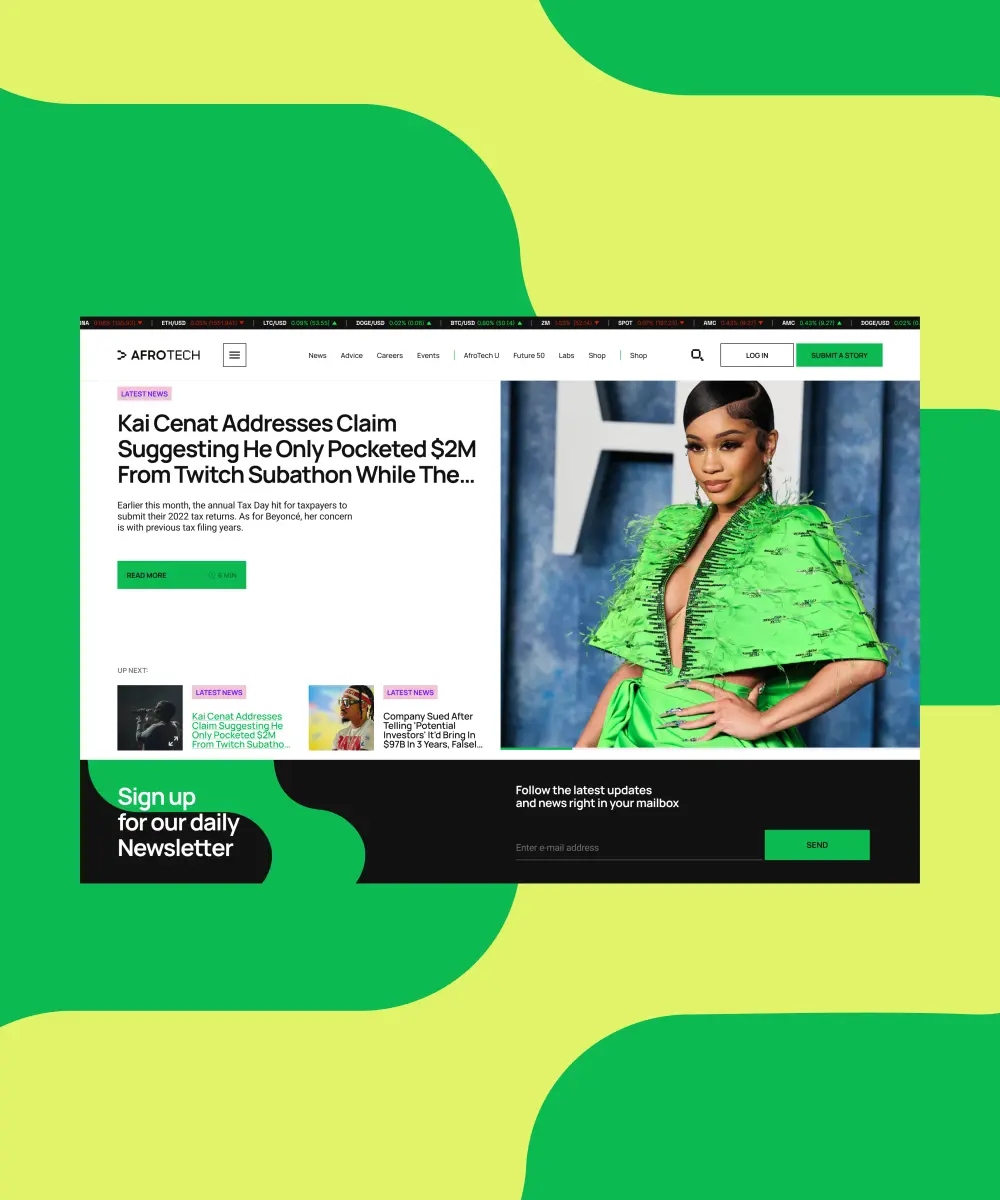An interface for a news website by the best UI UX design agency Lazarev.agency