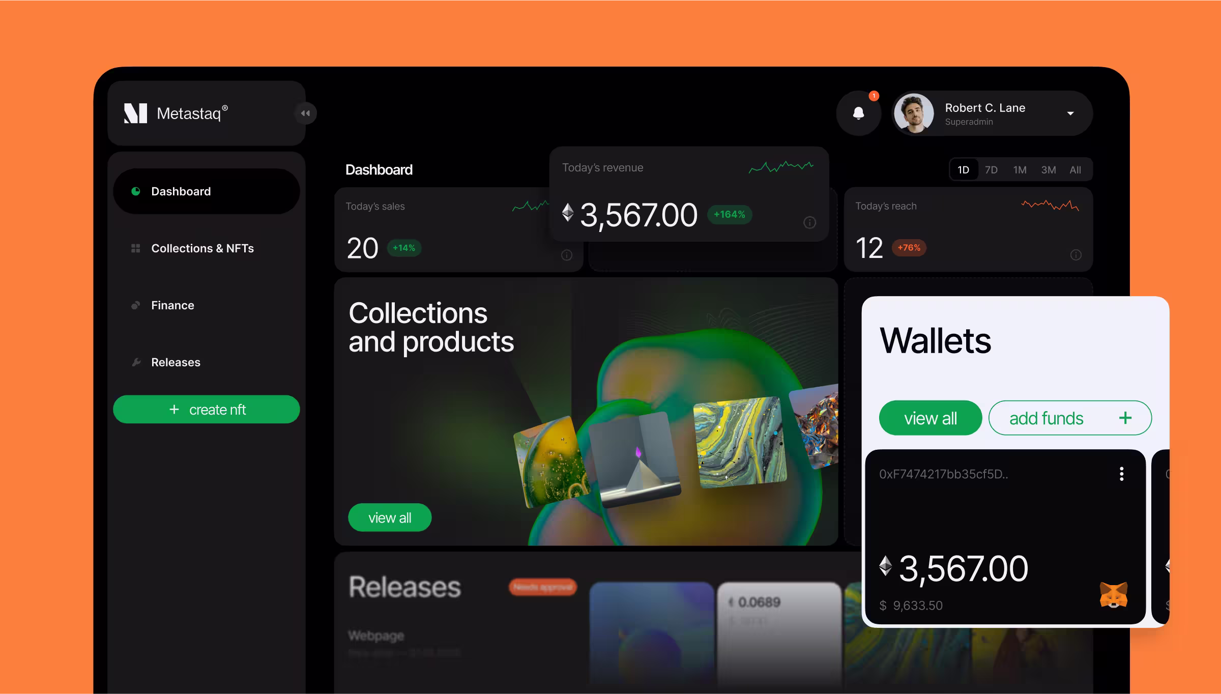 Metastaq Web platform dashboard, designed by Lazarev.