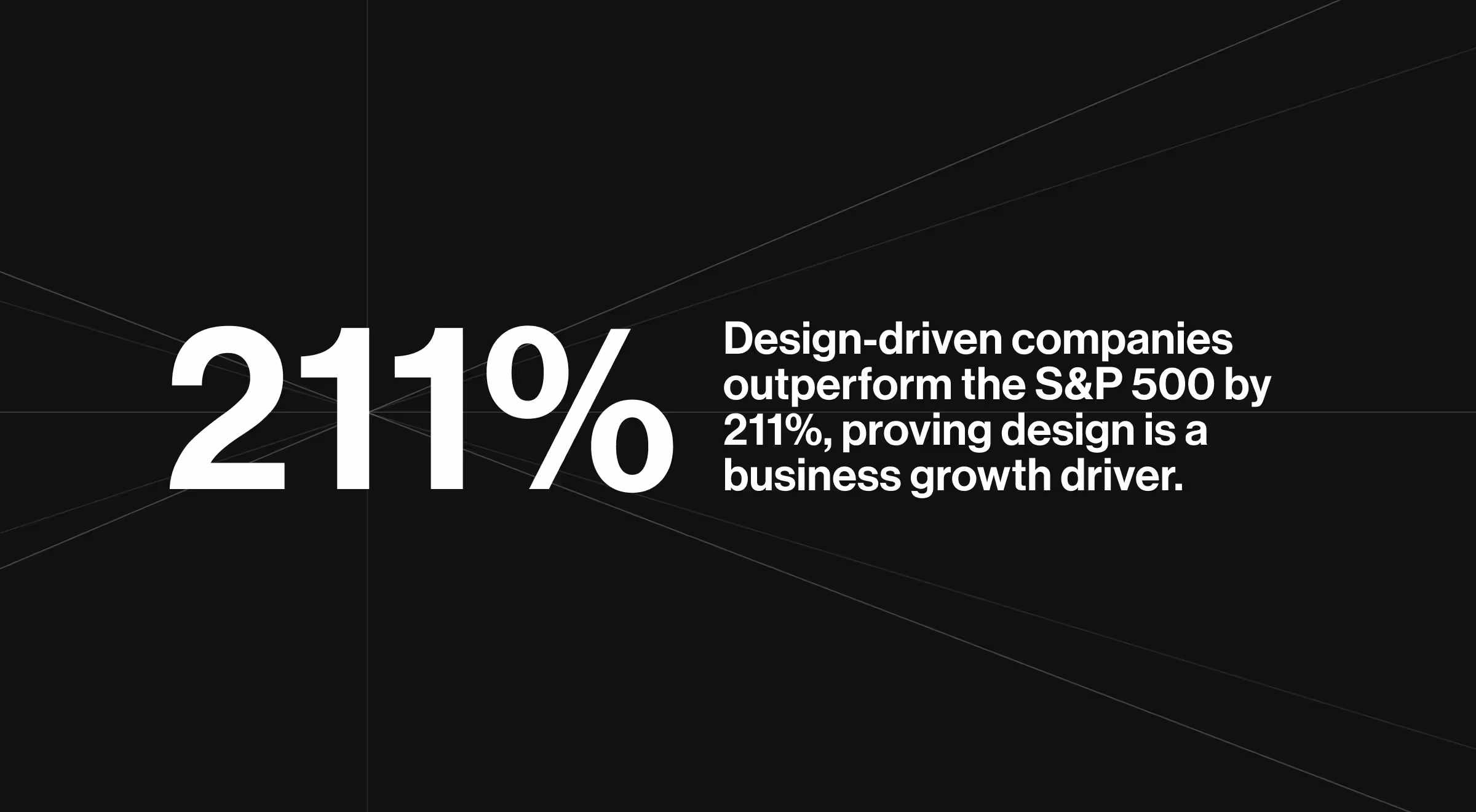 Statistic graphic showing design-driven companies outperform the S&P 500 by 211%, highlighting design as a business growth driver