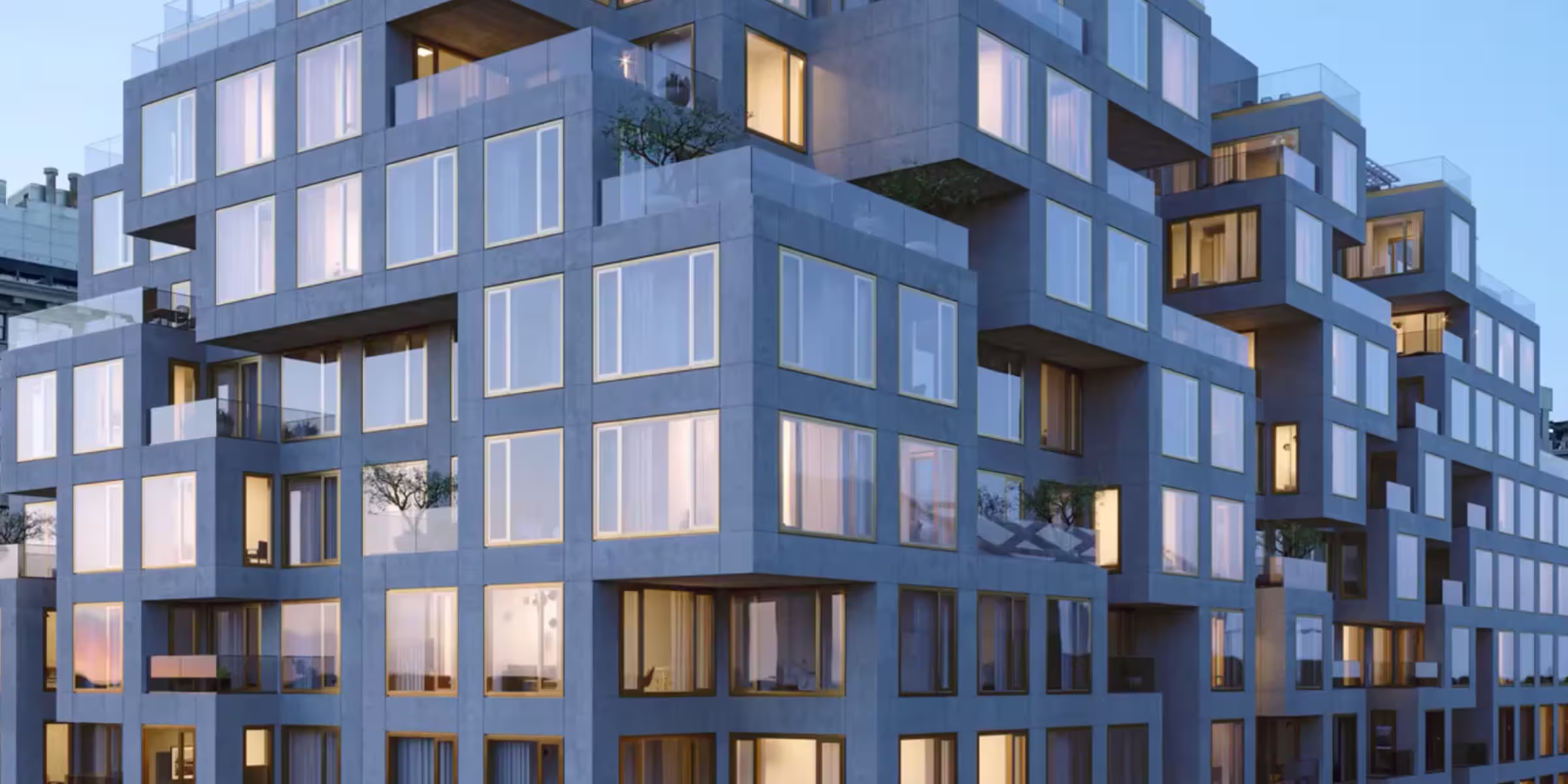 A premium residential complex among other buildings