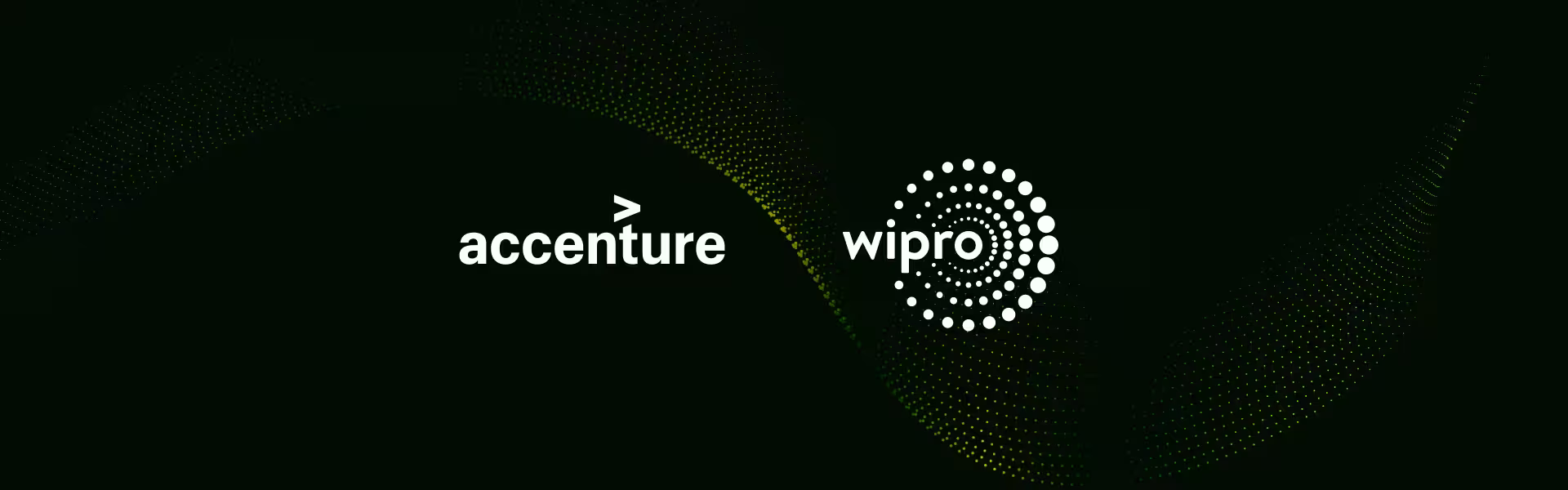 Accenture and Wipro brand logos presented together on a green digital-themed background