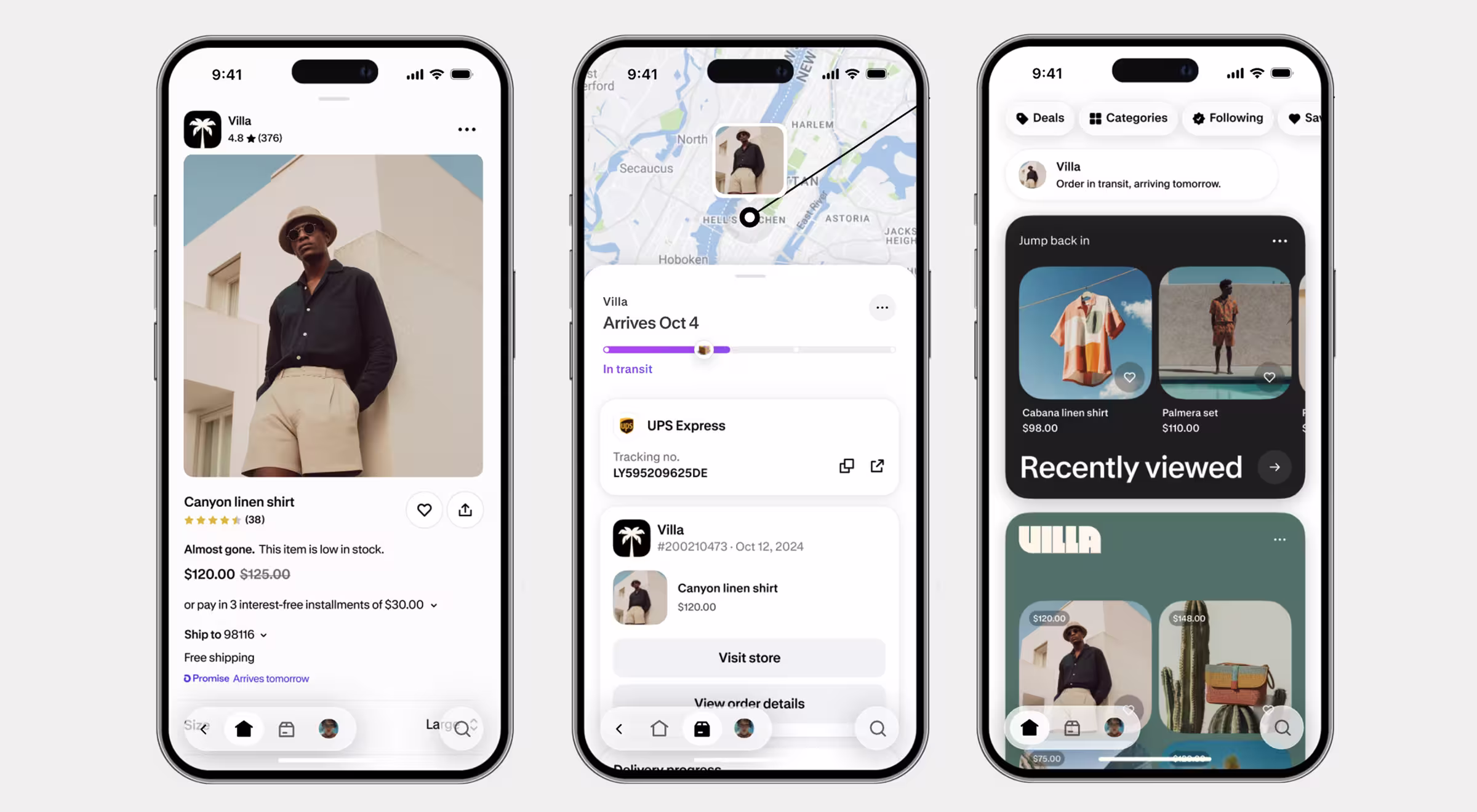 Shopify mobile app interface showing ecommerce management dashboard with sales overview, order tracking, product listings, and analytics, demonstrating clear UX design for online store administration and business performance monitoring