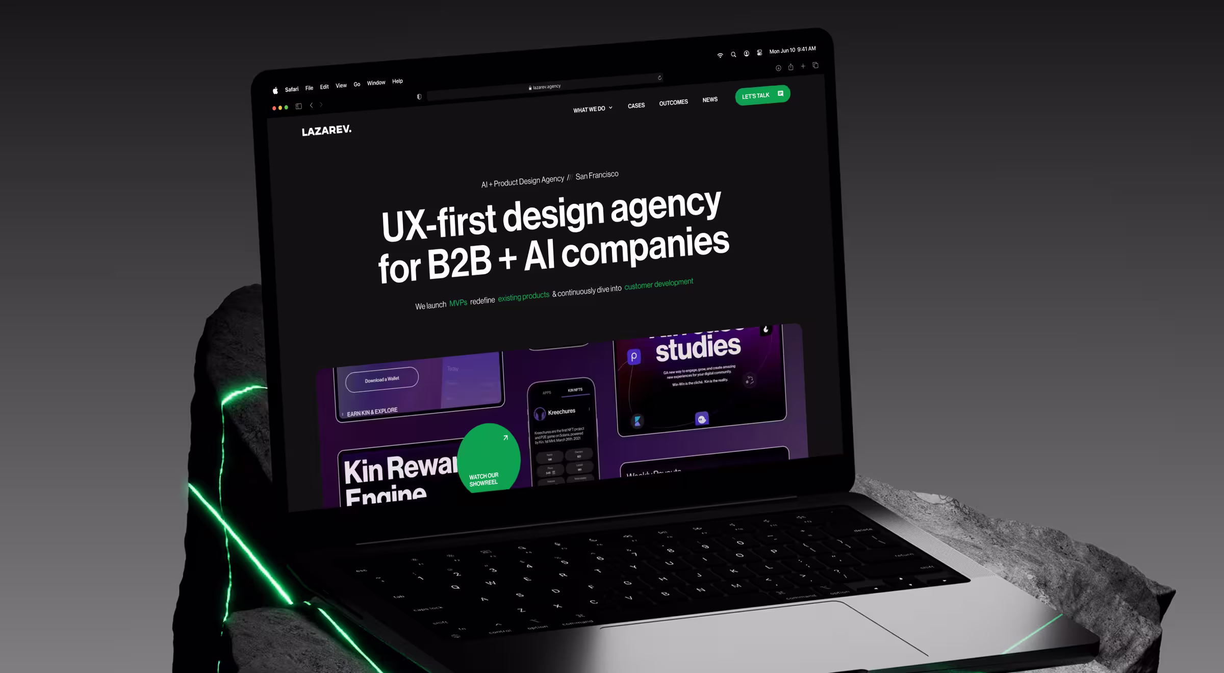 AI product design agency website showcasing UX services for B2B platforms