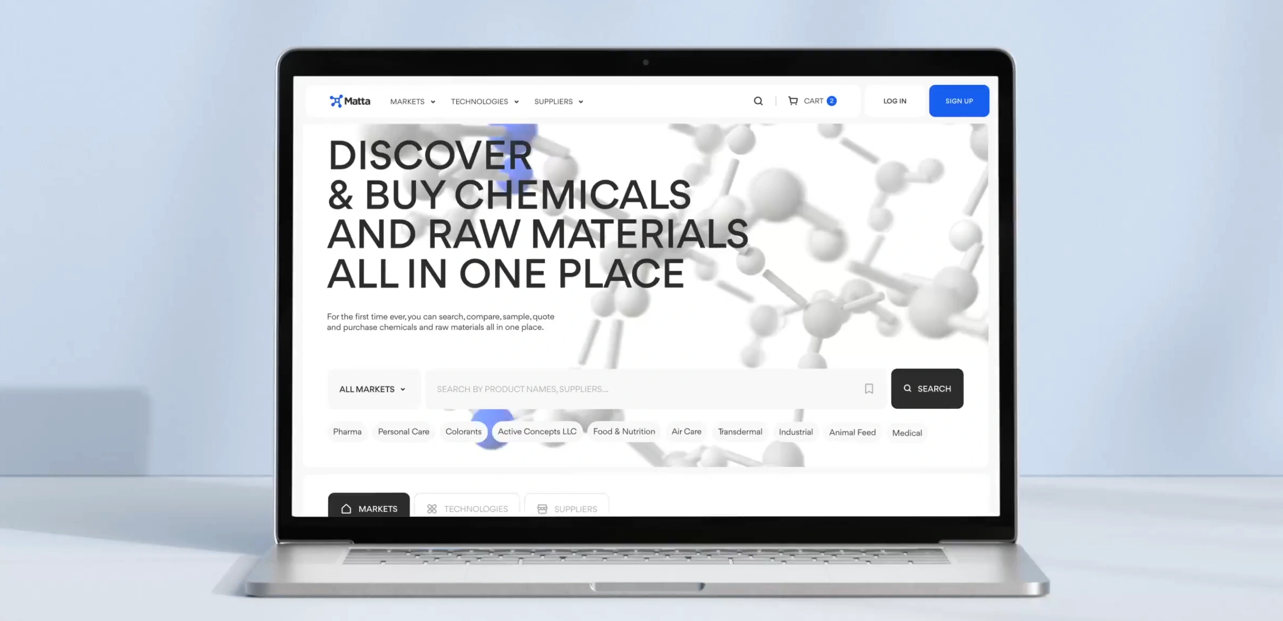 Matta marketplace logo displayed on a clean background with a molecular-inspired symbol and bold brand typography.