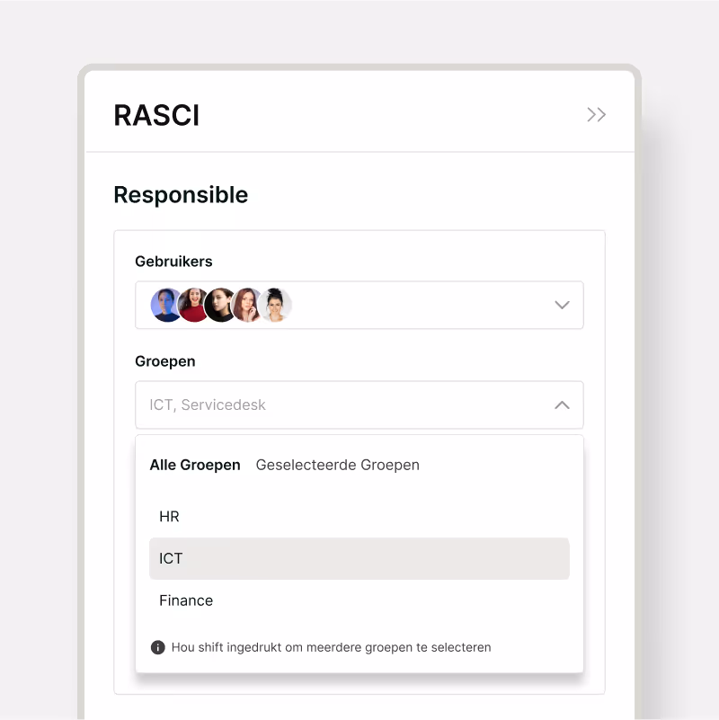 RASCI instellingen in ISO2HANDLE