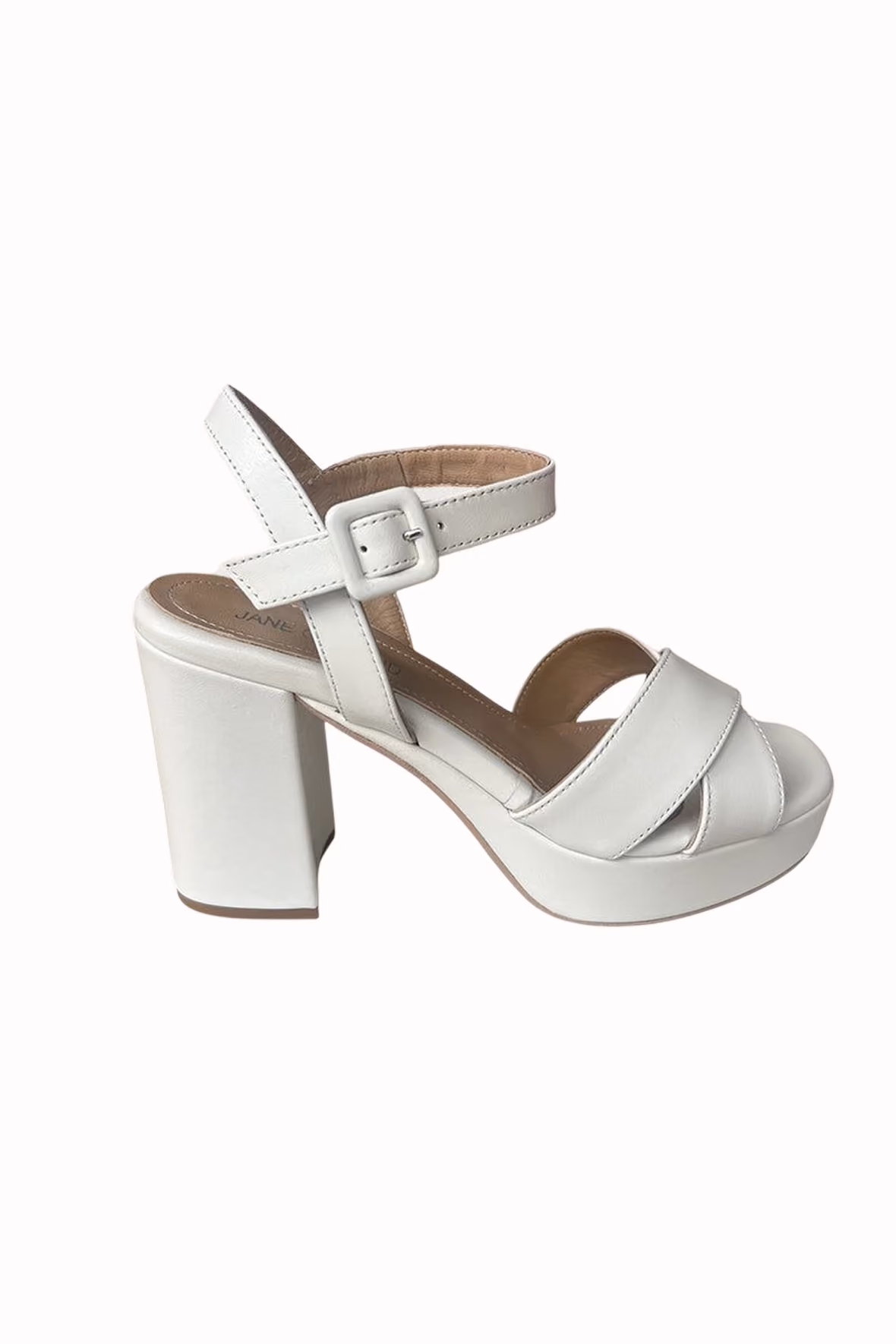 Jane Galland JULIETTE White Leather Platform Sandals Shoes - White