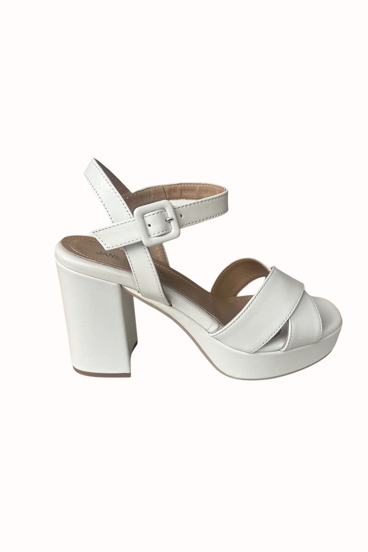 Jane Galland JULIETTE White Leather Platform Sandals Shoes - White