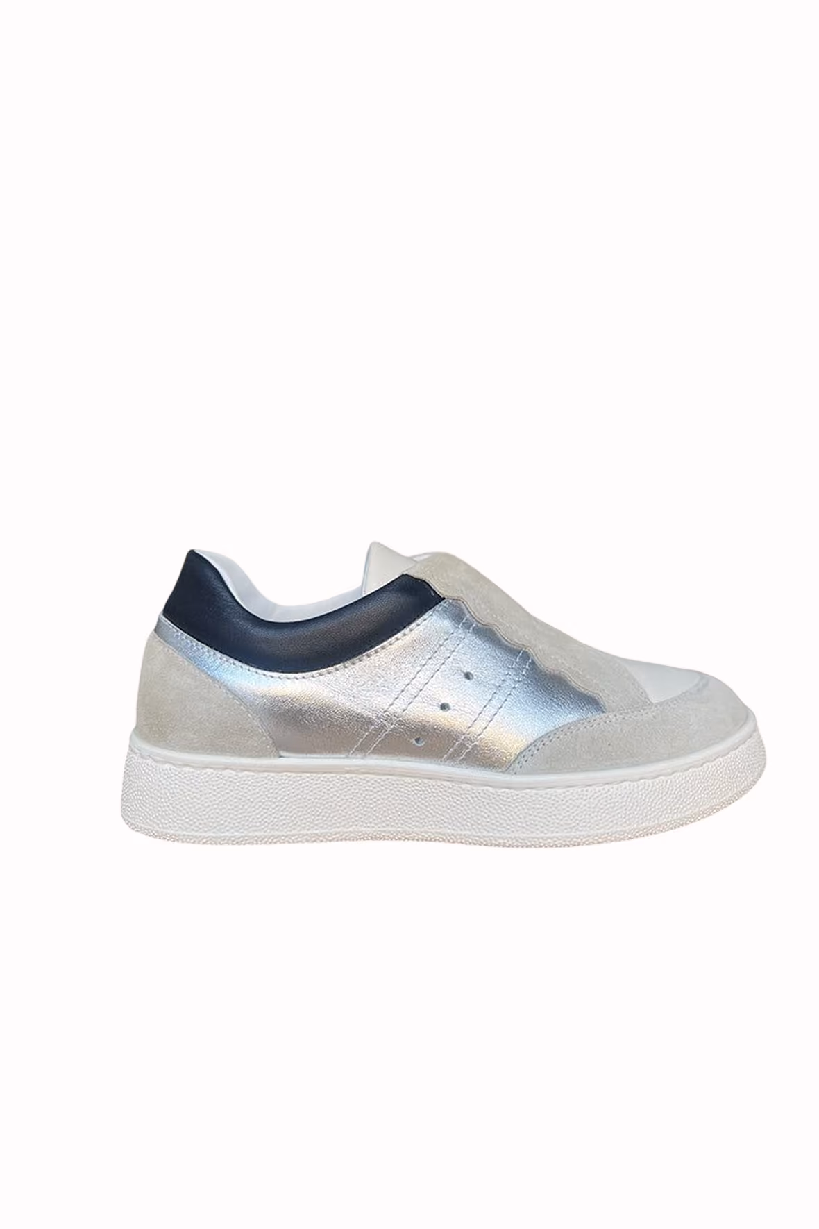 Jane Galland Emmanuelle Silver Scalloped Trainers shoes - Silver