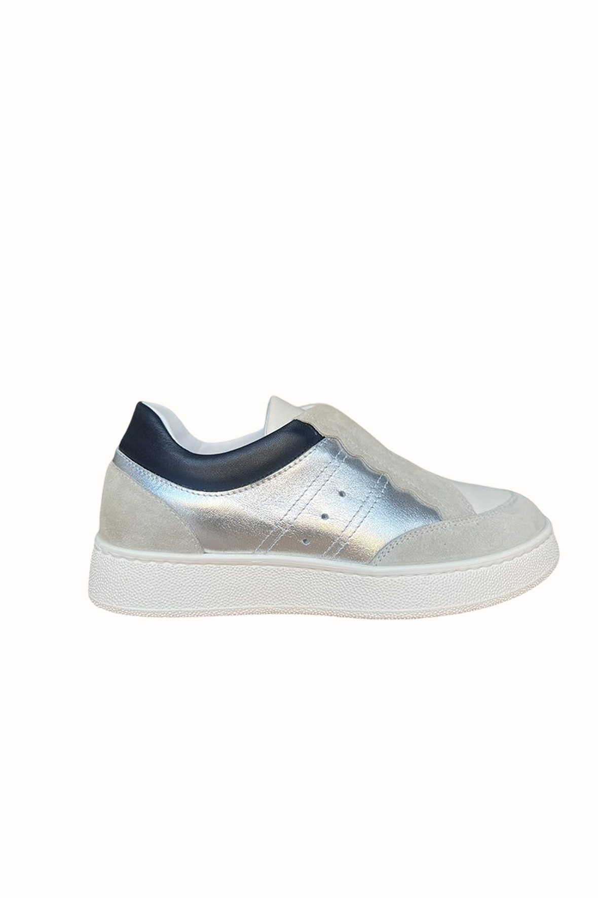 Jane Galland Emmanuelle Silver Scalloped Trainers shoes - Silver