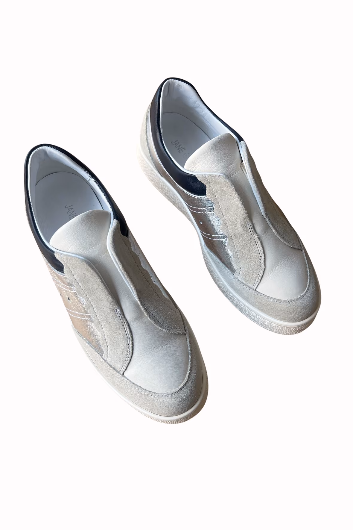 Jane Galland Emmanuelle Silver Scalloped Trainers shoes - Silver