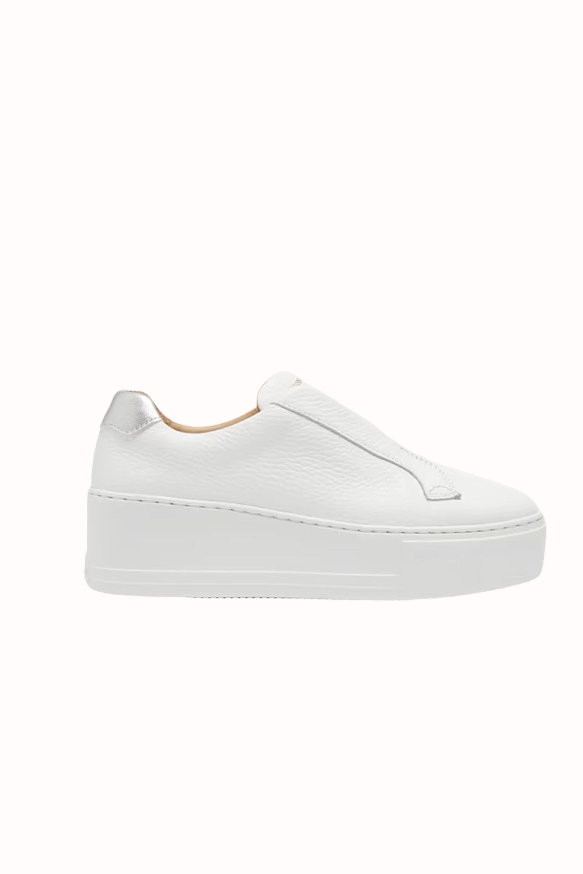 Jane Galland Marie Off White Leather Flatform Trainers Shoes - Off White with Silver tag