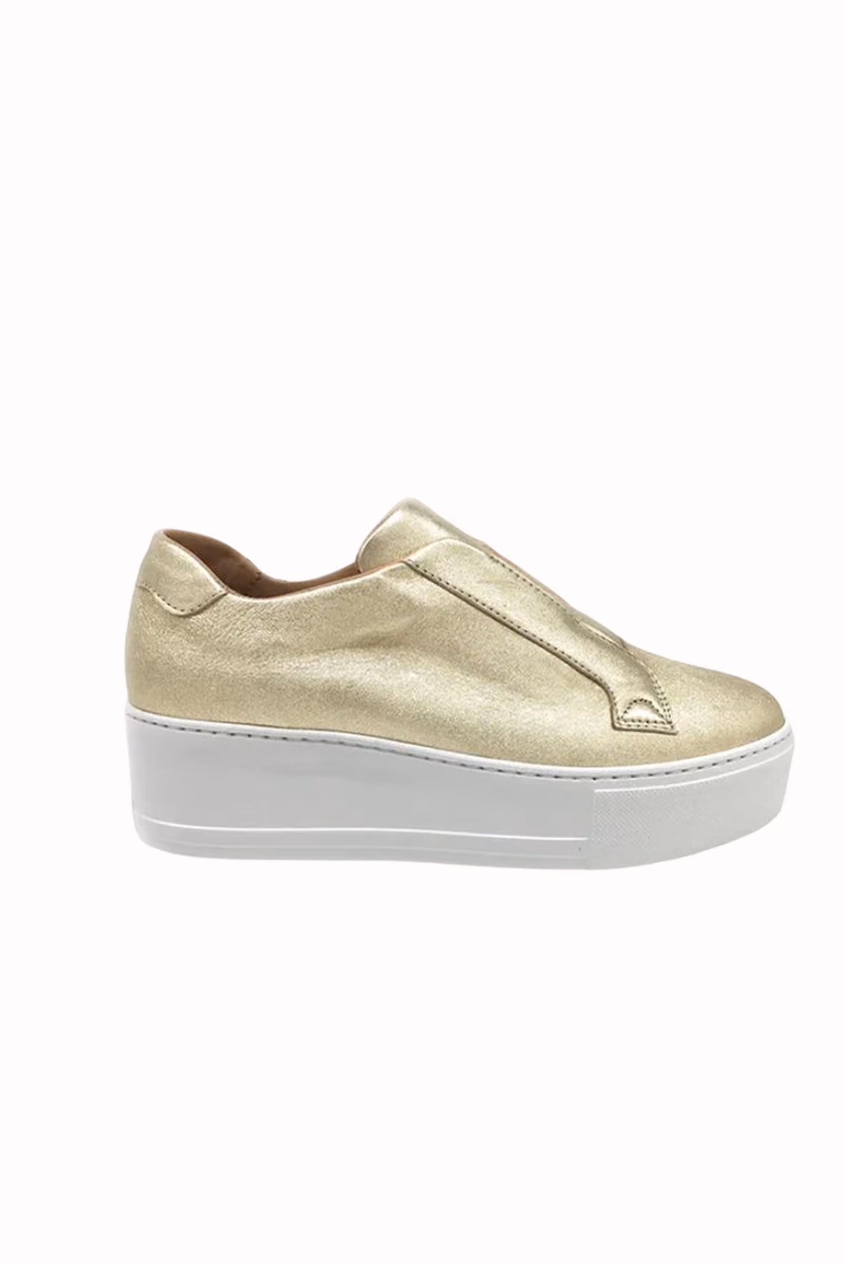 Jane Galland Marie Gold Leather Flatform Trainers Shoes - Gold