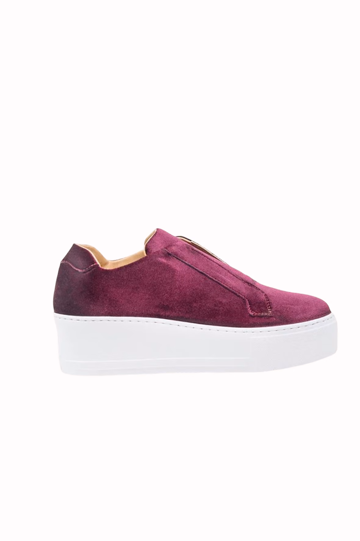 Jane Galland MARIE Bordeaux Velvet Flatform Trainers Shoes - Bordeaux
