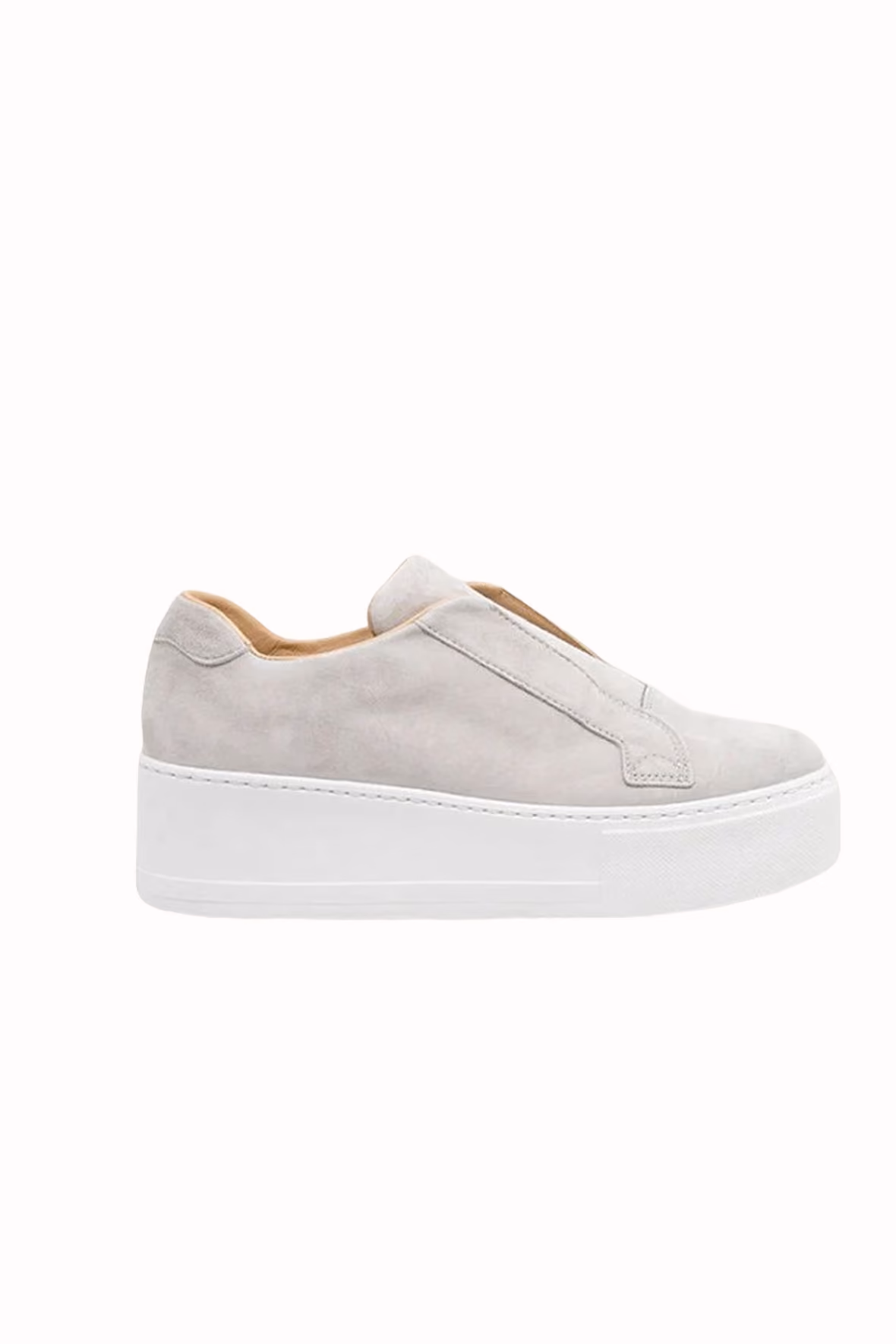 Jane Galland Marie Grey Suede Flatform Trainers Shoes - Light Grey