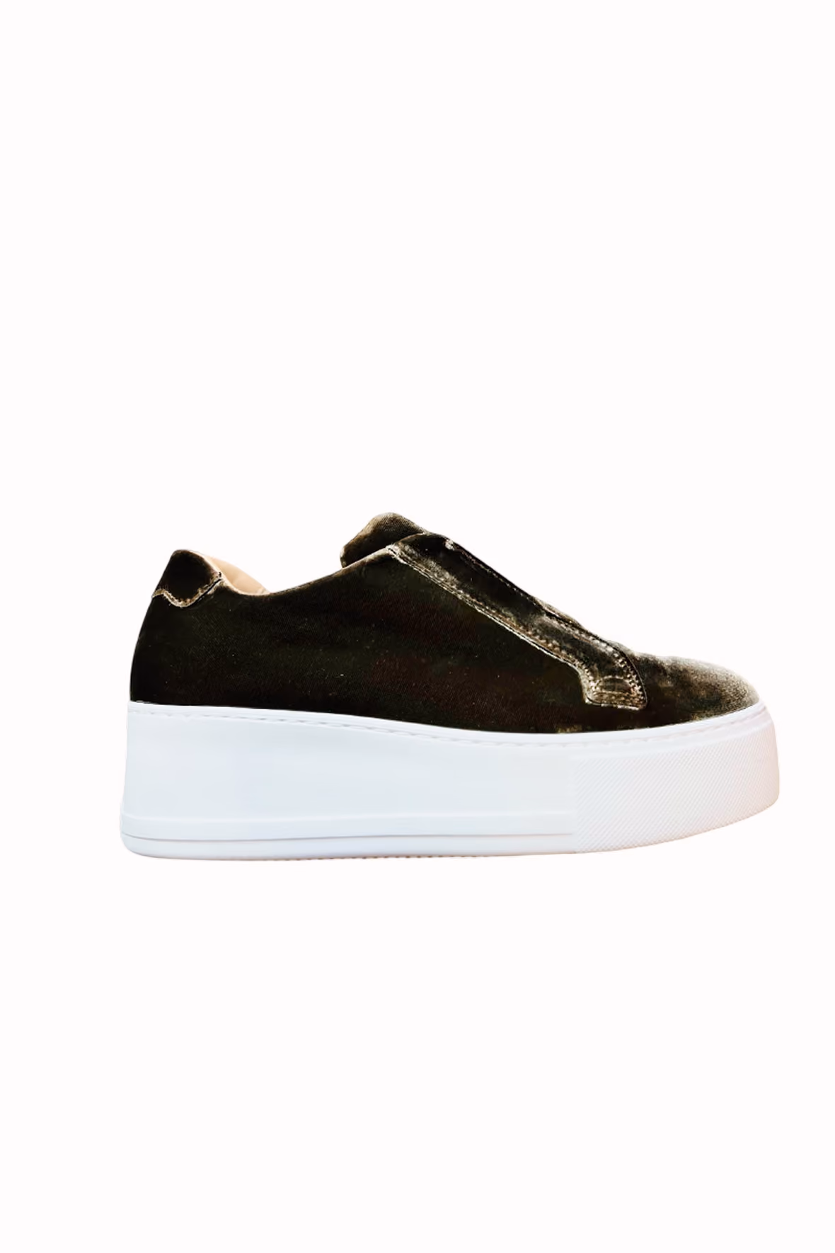 Jane Galland Marie Taupe Velvet Flatform Trainers shoes - Green Grey