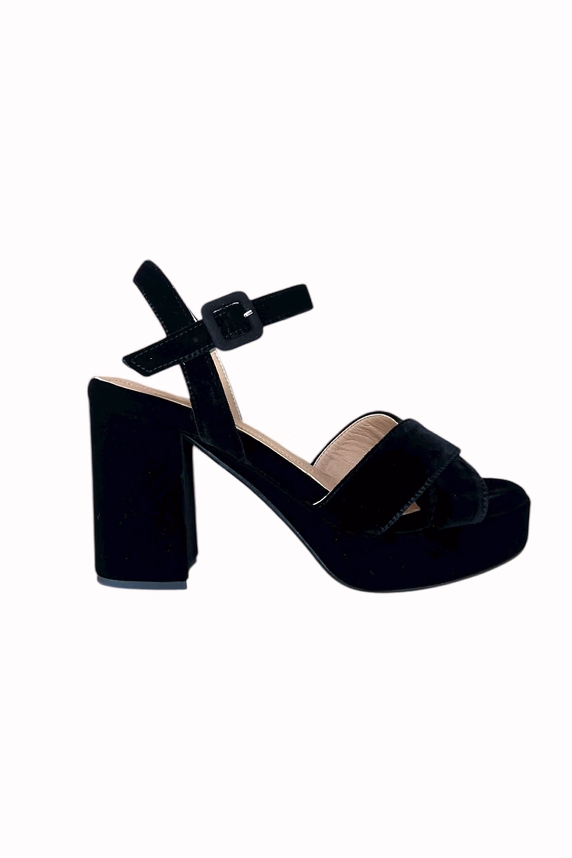 Jane Galland JULIETTE Navy Velvet Platform Sandals Shoes - Navy