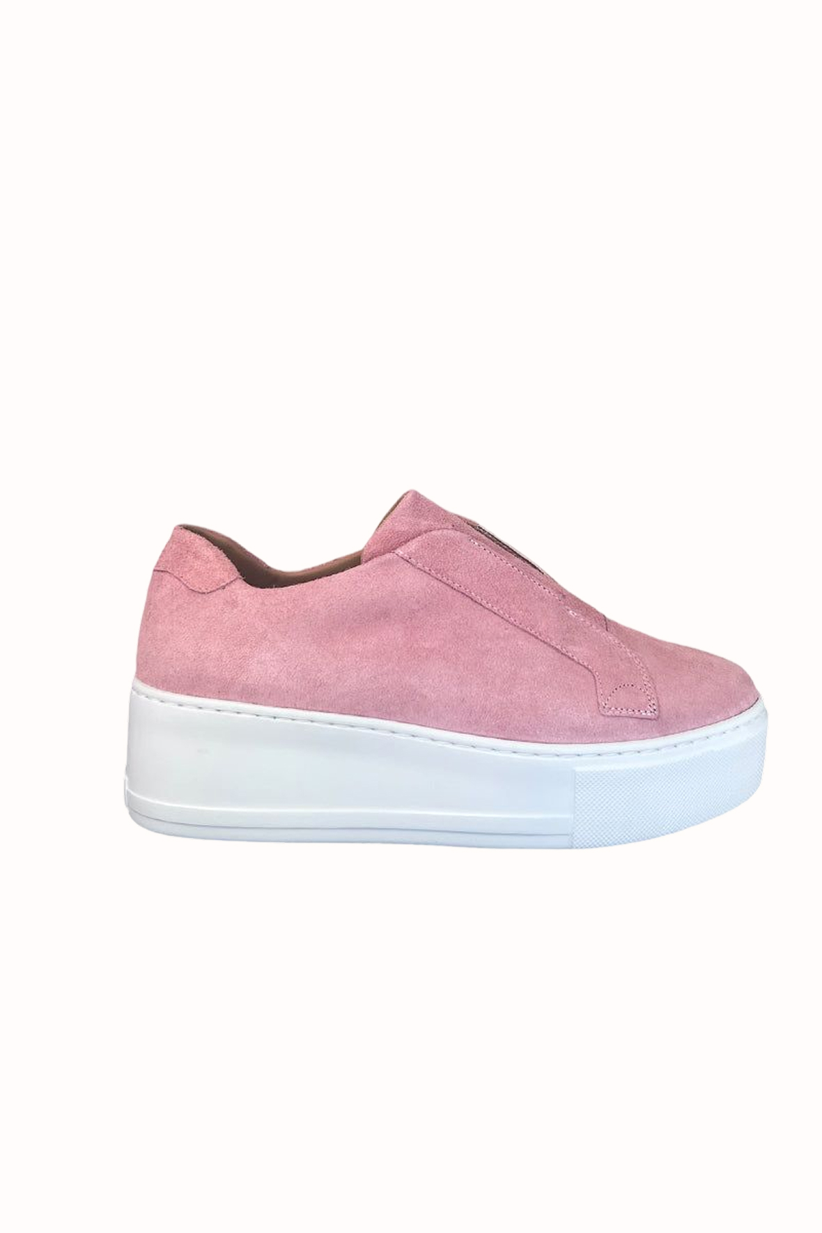 Jane Galland Marie Pink Suede Flatform Trainers Shoes - Pink