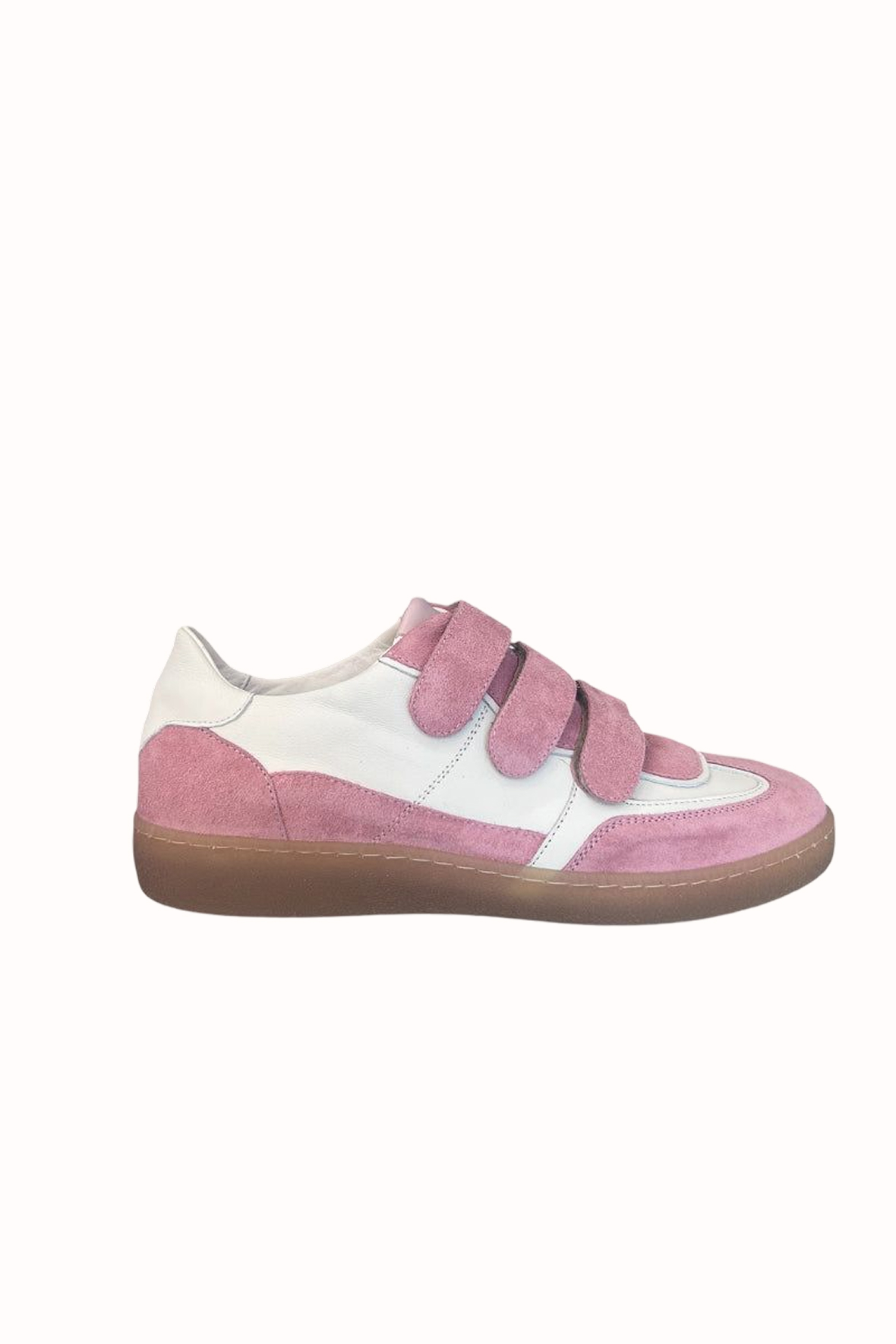 Jane Galland SONJA Pink Suede Velcro Trainers Shoes - Pink