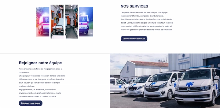Capture d'écran du site christophe ambulances blanches.fr