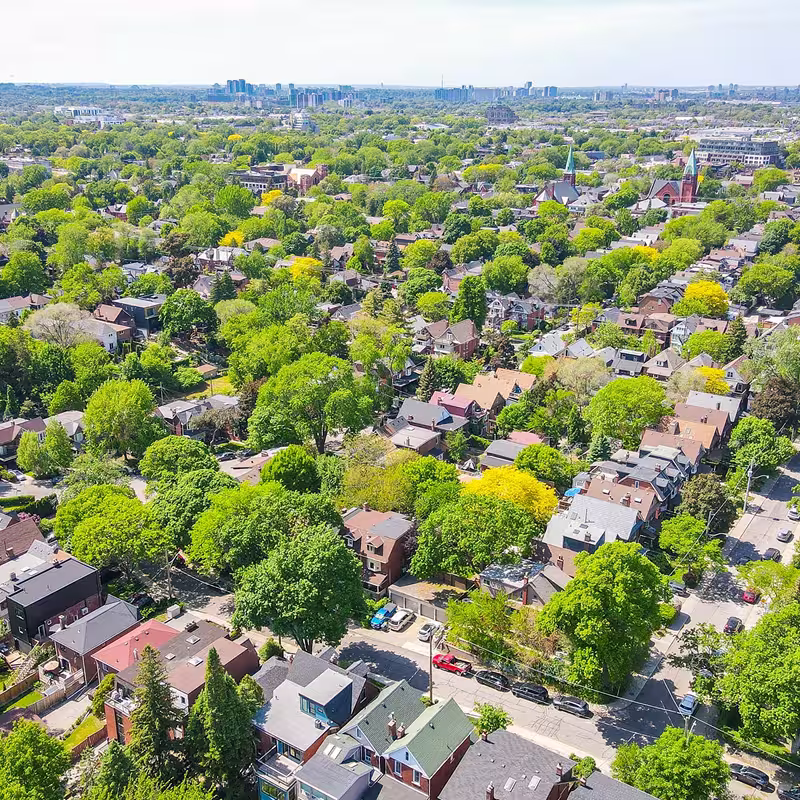 Map showing nearby school options around High Park North near 32 Hillsview Avenue