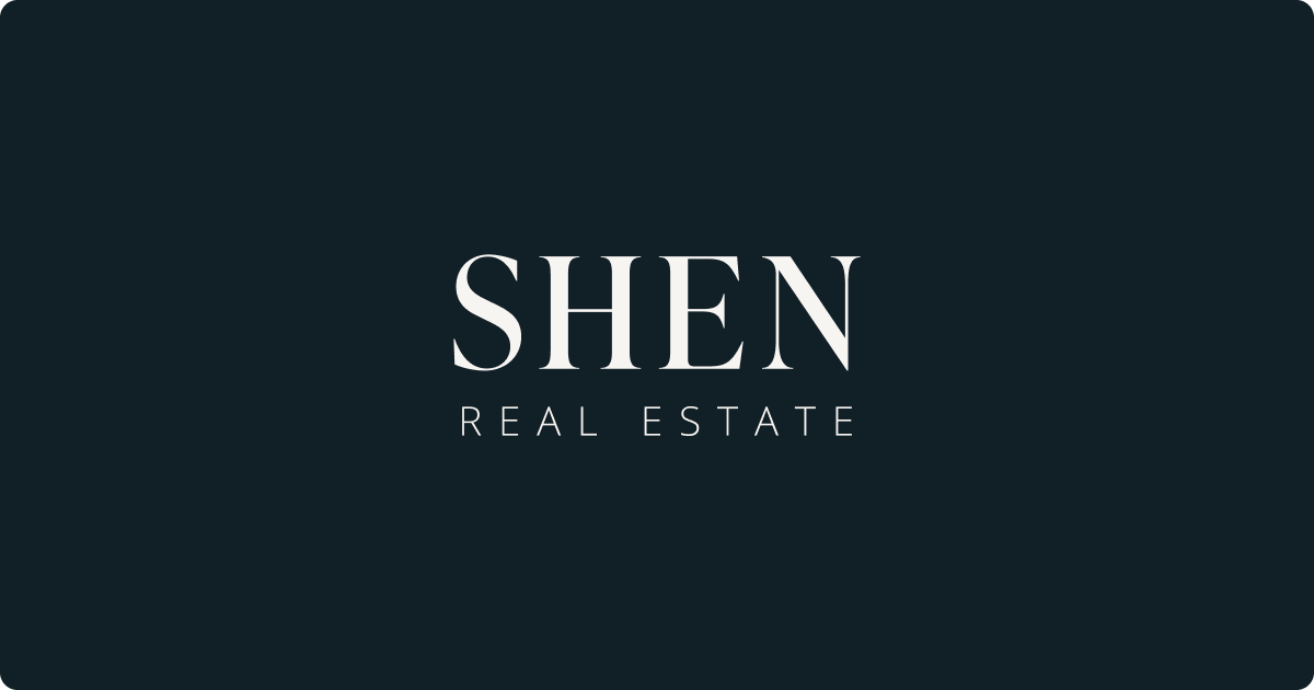 Shen Real Estate wordmark on a dark background