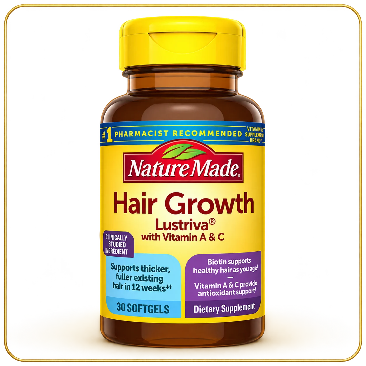 Nature Made Hair Growth Softgels with Lustriva