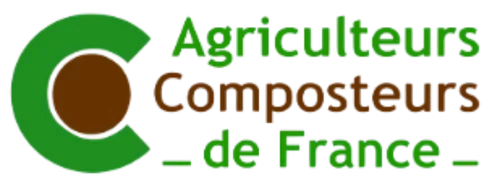 Logo with a large green letter C enclosing a brown circle, next to the text Agricultures Composteurs de France in green and brown letters.