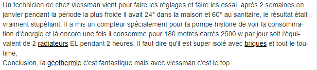 Avis positif sur la pompe à chaleur Viessmann
