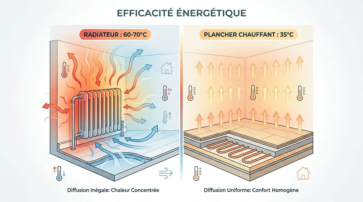 Schéma plancher chauffant pompe à chaleur