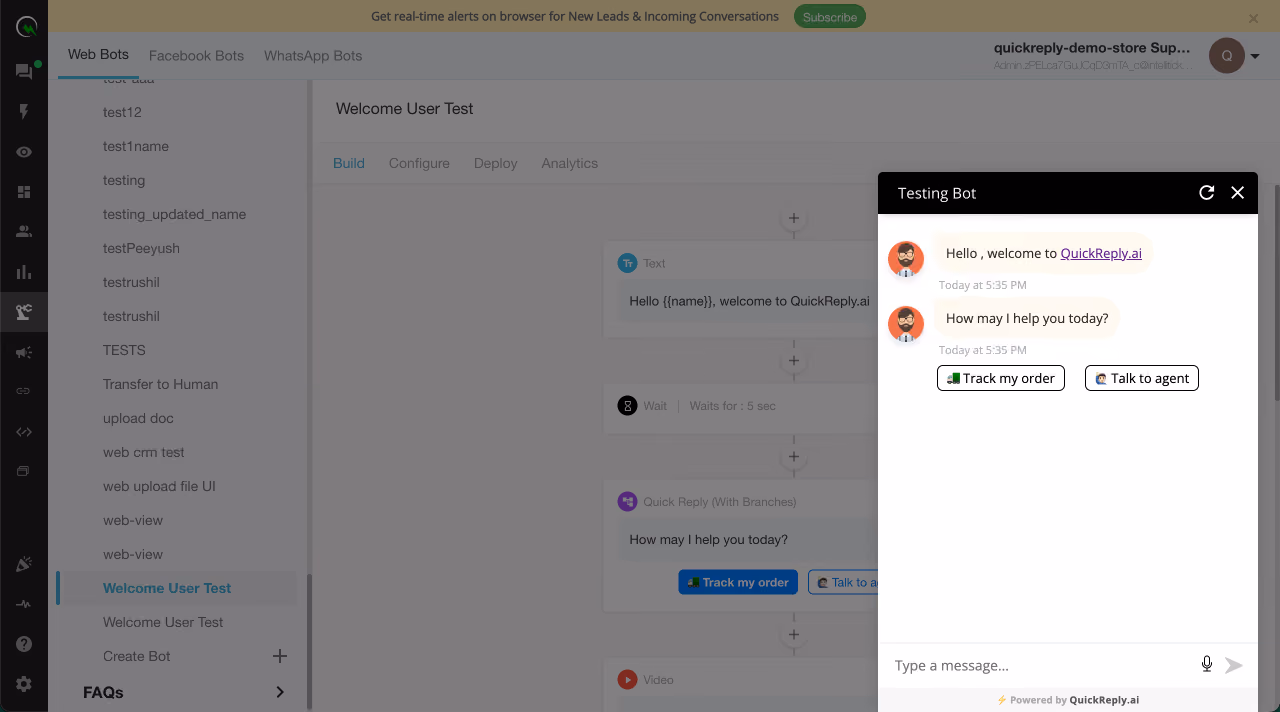 test your whatsapp chatbot