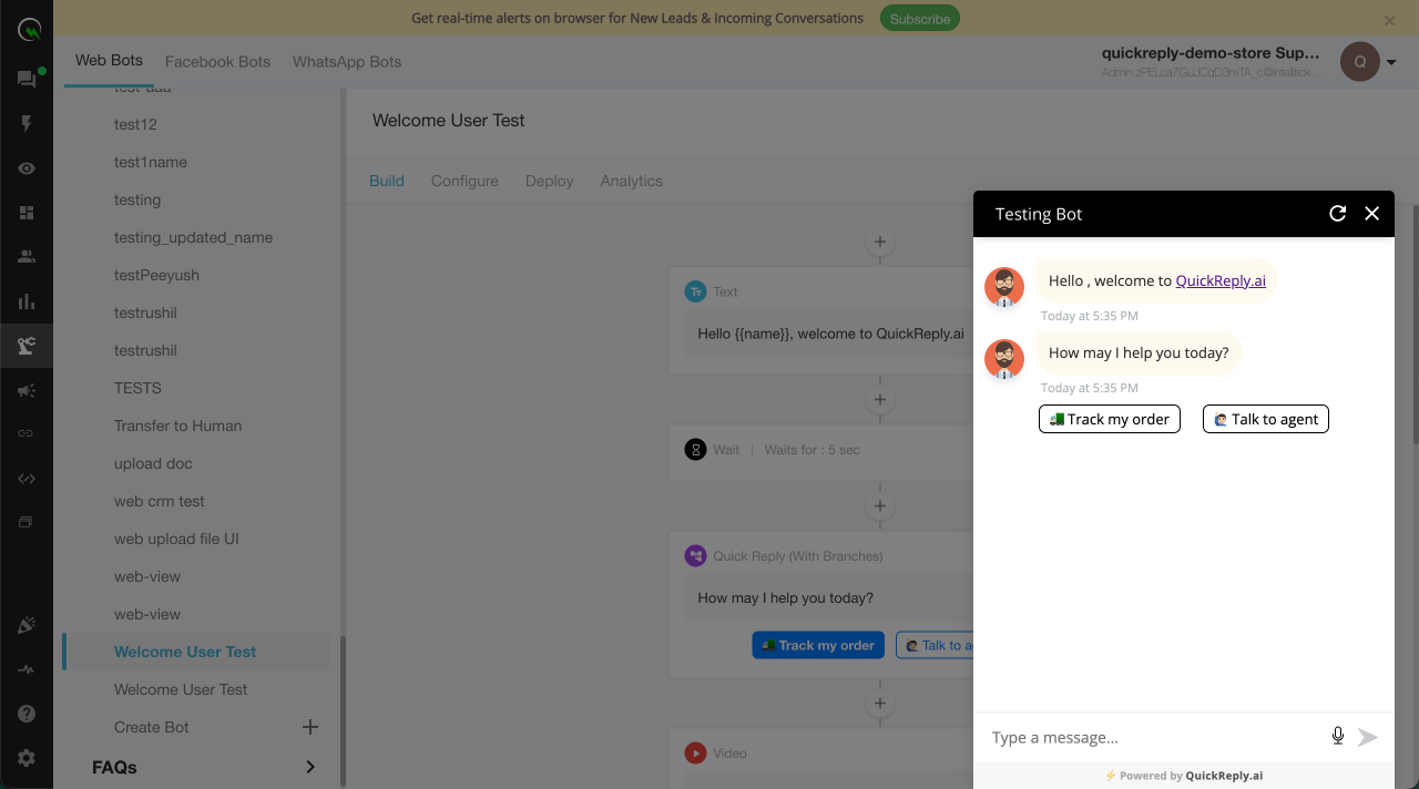test your whatsapp chatbot