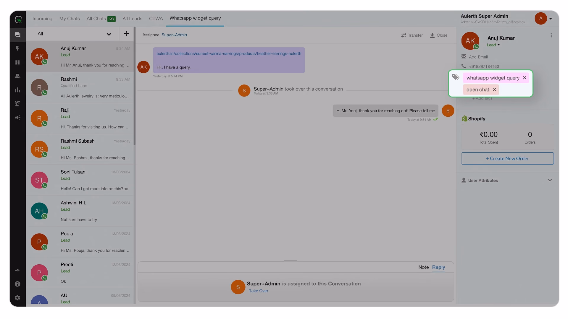 Attribution in WhatsApp Chatbot