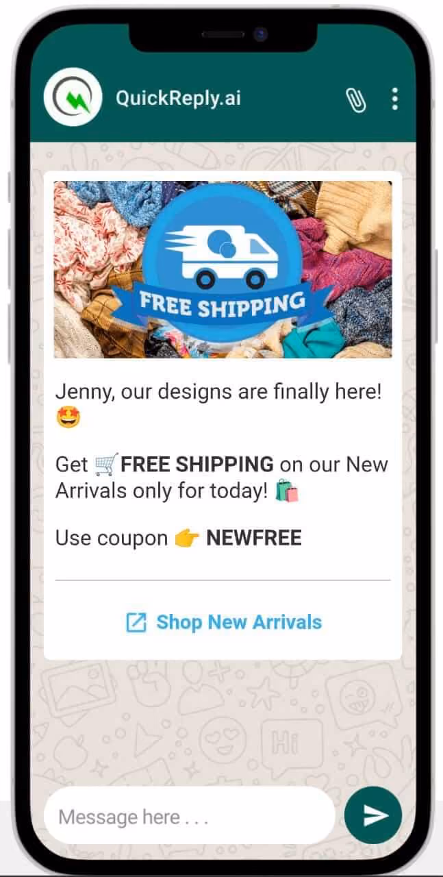 Free Shipping WhatsApp Message Template