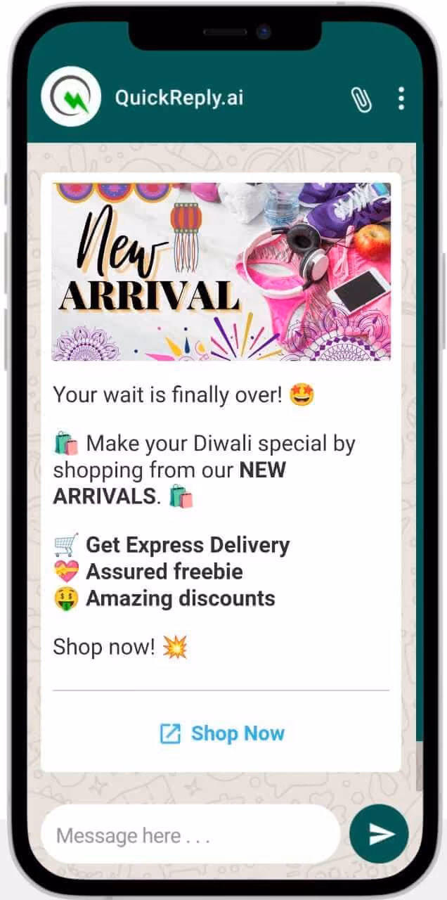 New Arrival WhatsApp Message Template