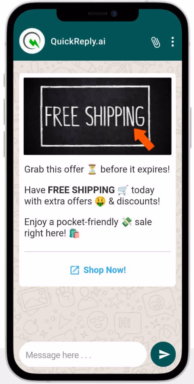 Free Shipping WhatsApp Template