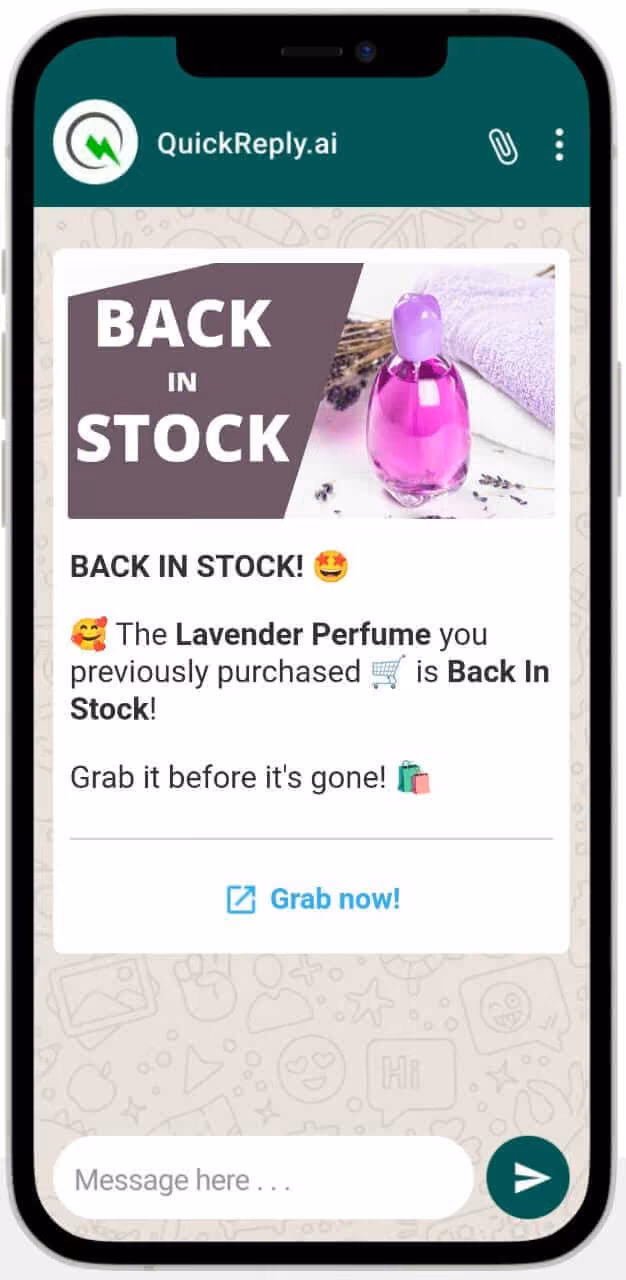 Back in stock WhatsApp Template