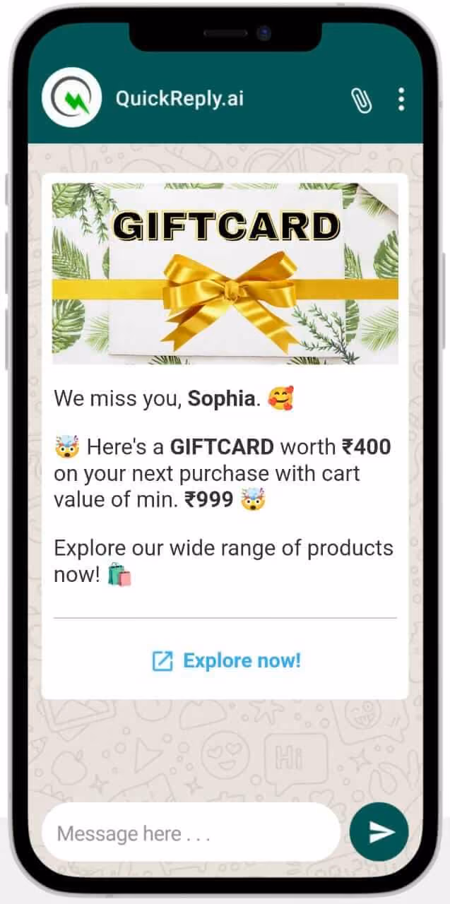 Gift Card WhatsApp Template