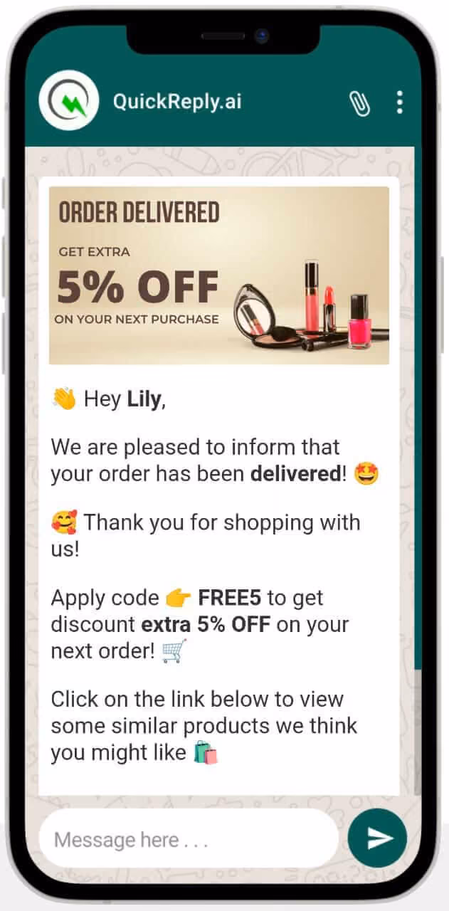 Ordered Delivered WhatsApp Template