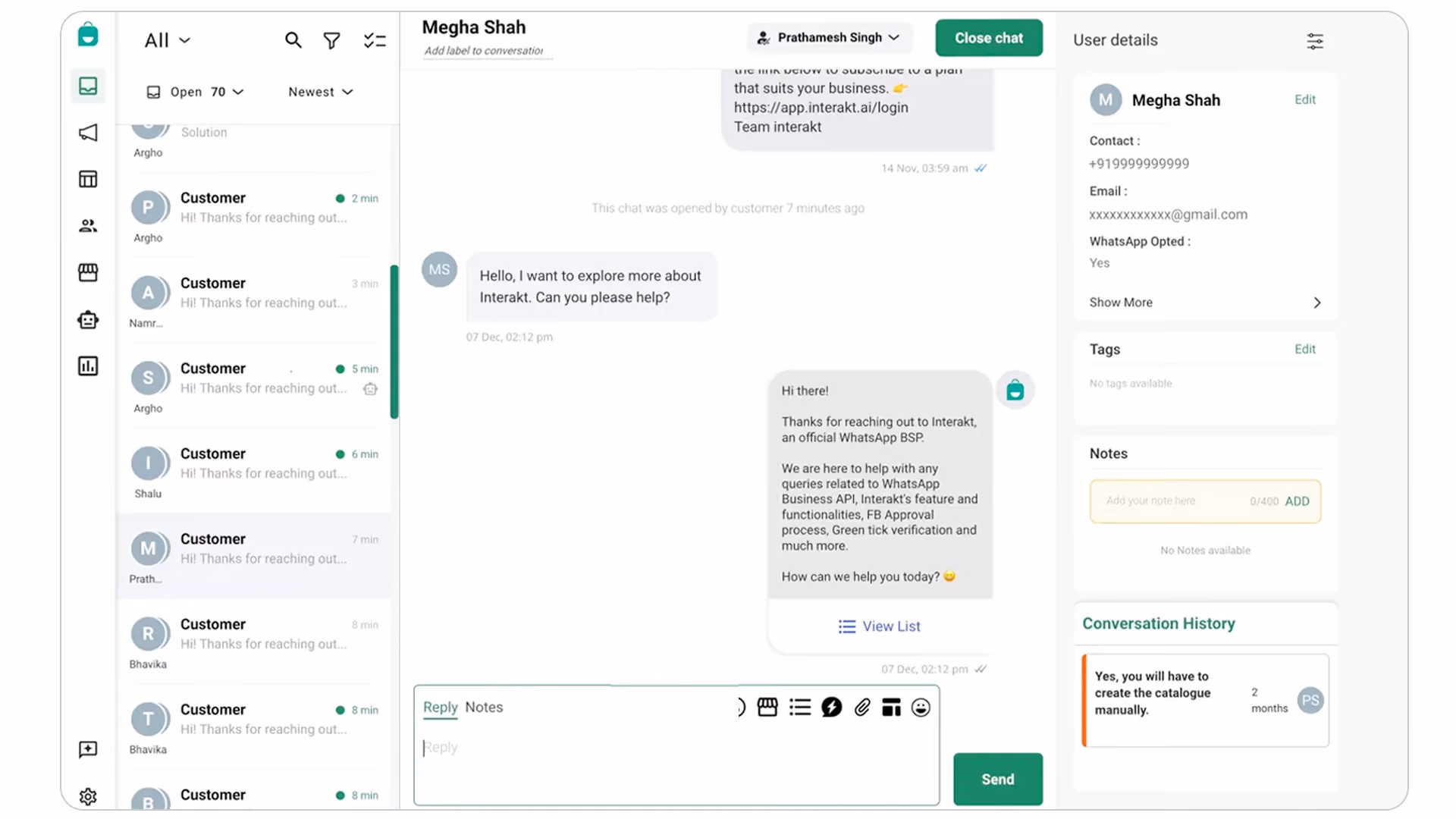 Interakt Dashboard UI