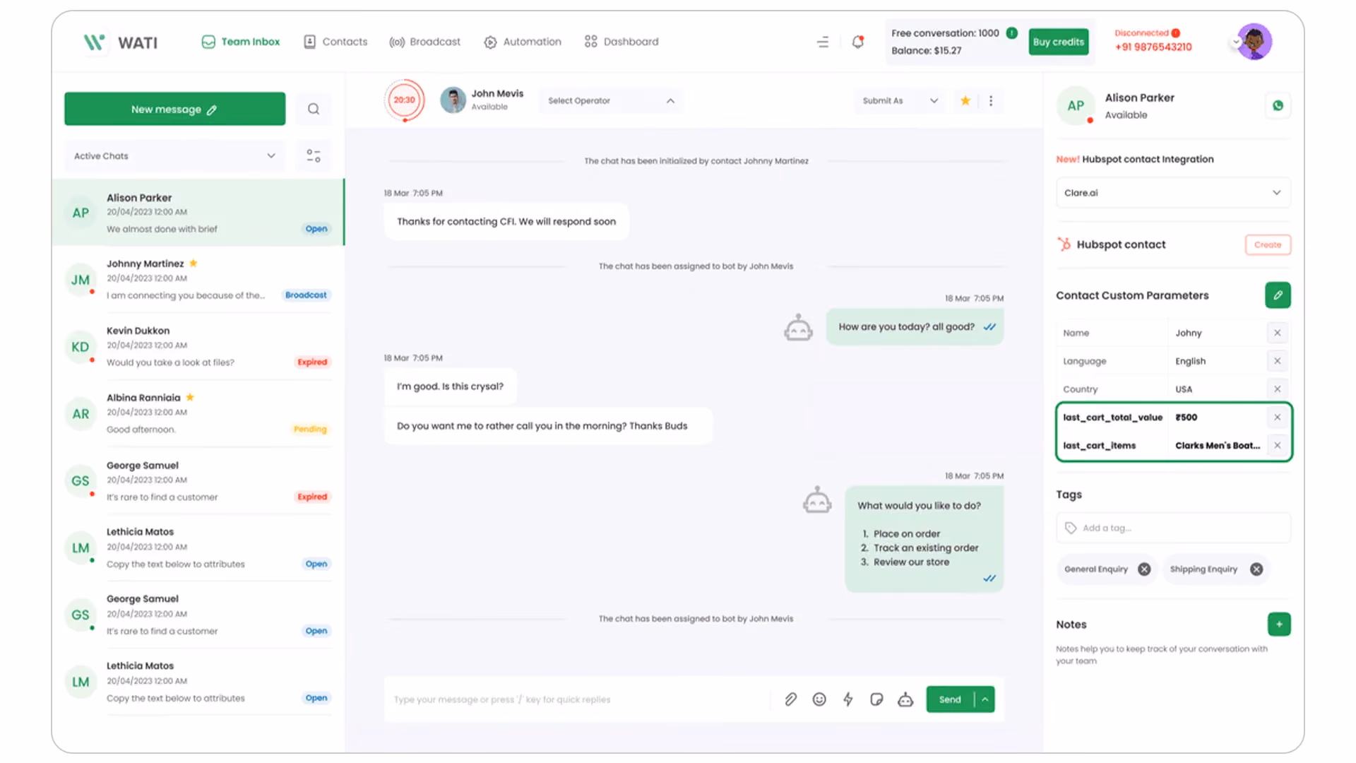 Wati Dashboard UI