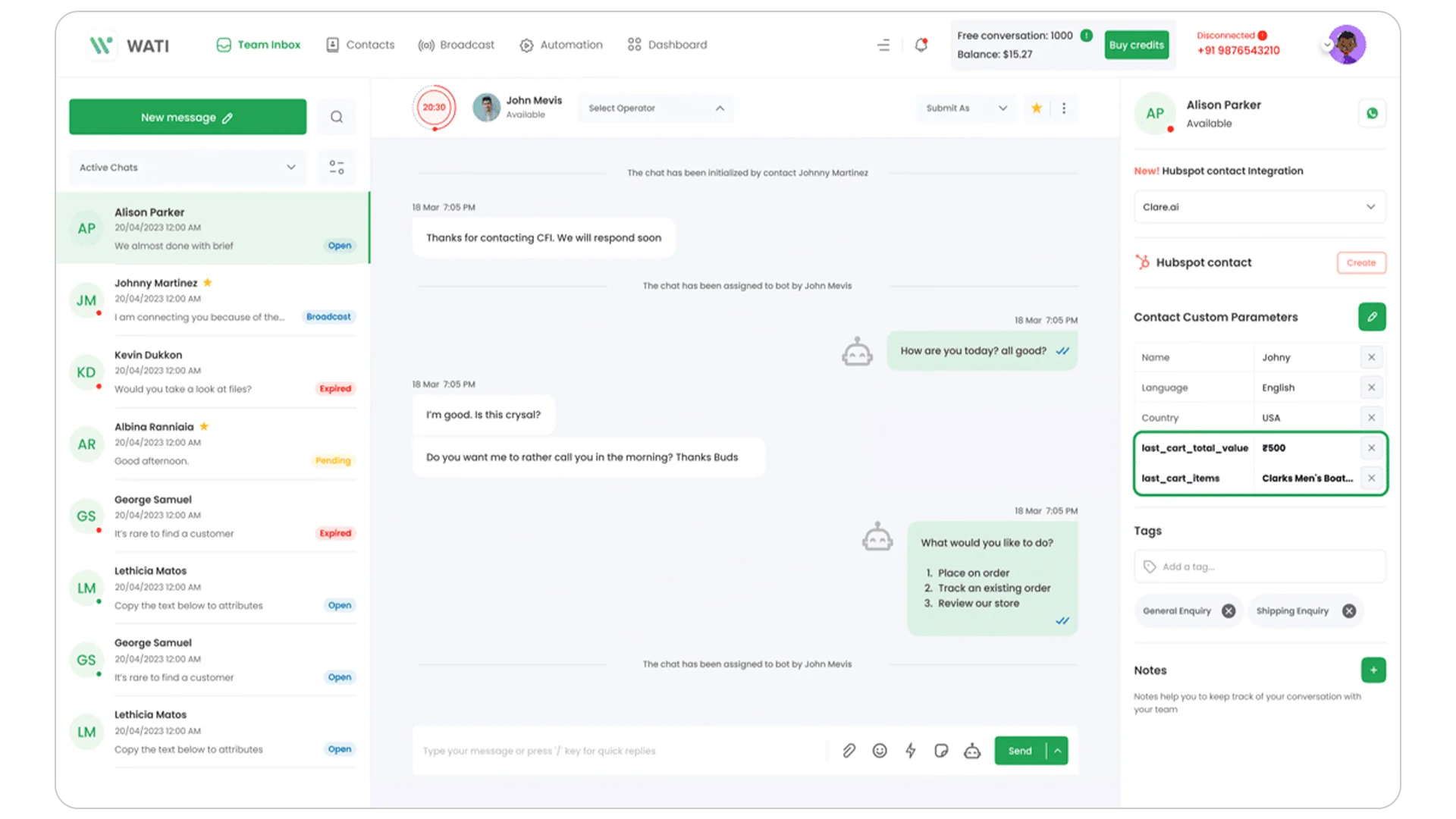 Wati Dashboard UI