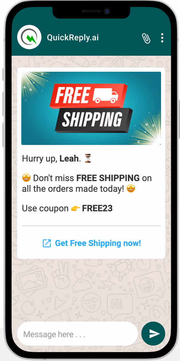 Free Shipping WhatsApp Template