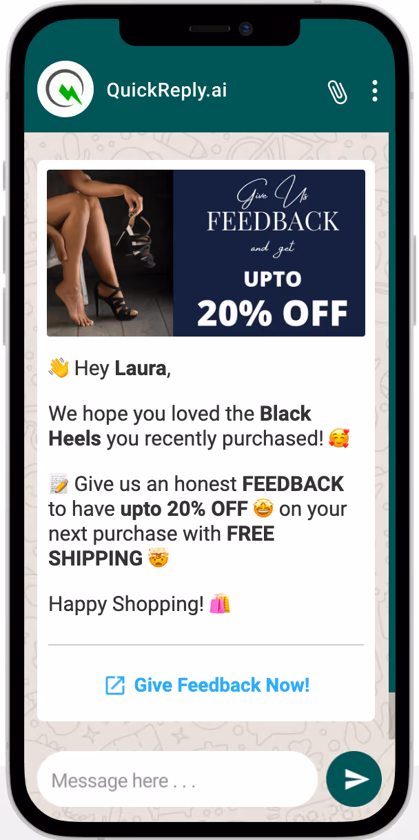 Feedback Collection WhatsApp Message