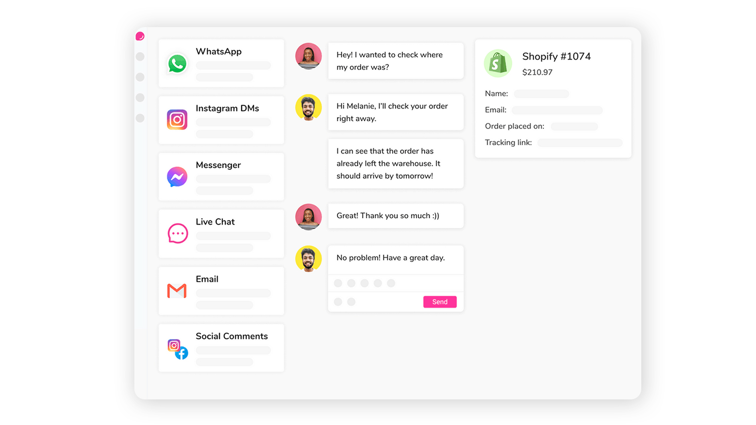 Delight Chat Dashboard UI