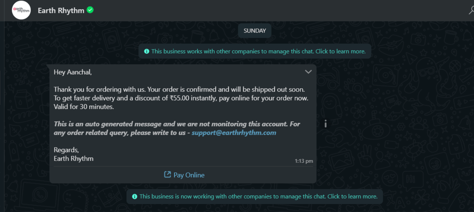 Earth Rhythm - Prompt Prepaid Payment