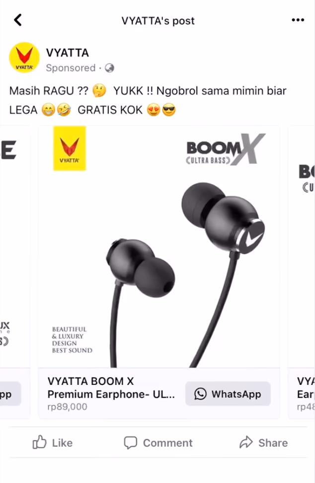 Click to WhatsApp Ad Vyatta