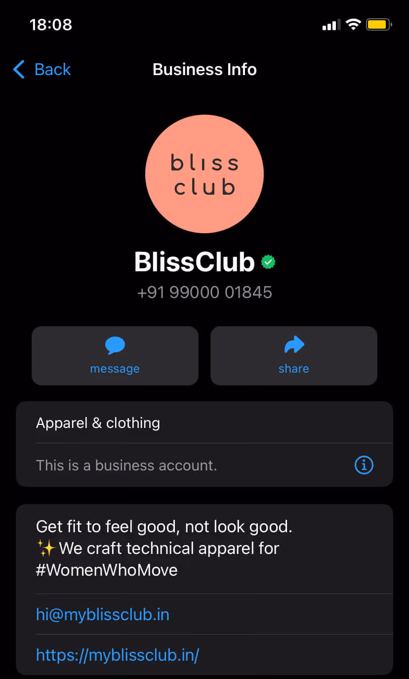 WhatsApp Business Account With Green Tick